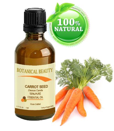 CARROT SEED Essential Oil 100% Pure/ Undiluted/ Steam Distilled. 0.17 Fl.oz.- 5 ml. "One of the best skin revitalizing essential oils" by Botanical Beauty.