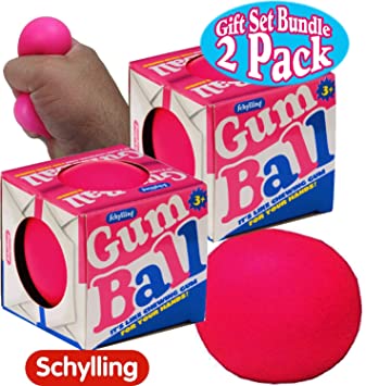 Schylling Pink NeeDoh Gum Ball Squishy, Squeezy, Stretchy Stress Balls Gift Set Bundle - 2 Pack