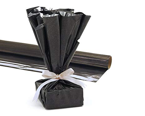 Hygloss Products Mylar Gift Wrap Roll - Great for Gift Bags, Baskets – 24 Inch x 8.3 Feet, Black