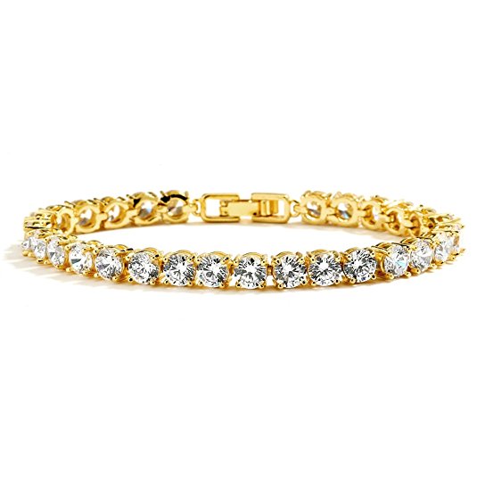 Mariell Glamorous 14K Gold Plated CZ Bridal Tennis Bracelet in Petite Size. Perfect for Smaller Wrist!