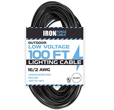 16/2 Low Voltage Landscape Wire - 100ft Outdoor Low-Voltage Cable for Landscape Lighting, Black