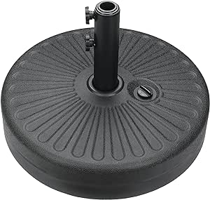 YSSOA 20" 50lbs Capacity Fillable Umbrella Round Base Heavy Duty Market Stand for Outdoor Lawn, Patio, Deck, Poolside, Black