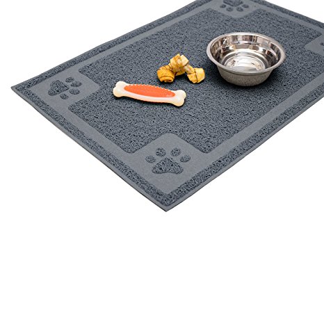 Cavalier Pets, Pet Feeding Mat, Silicone Non-Slip Absorbent Waterproof Pet Food Mat for Cat and Dog Bowls, Easy to Clean, Unique Paw Design, Large 24 by 16 Inches, Beige