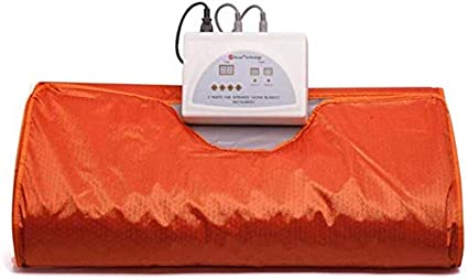 TTLIFE Infrared FIR Digital Heat Sauna Blanket, Body Shape Slimming Sauna Blanket for Home with Controller Box (Orange)