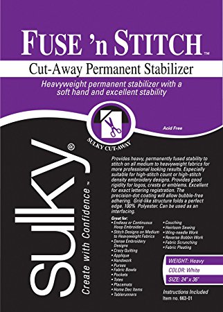 Sulky Fuse 'n Stitch Cut Away Permanent Fabric Stabilizer, 24 by 36-Inch