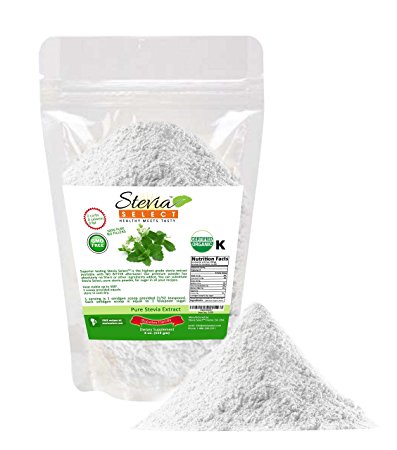 Organic Stevia powder-Pure Stevia Extract-Stevia Select 4 oz. Bulk Stevia-Perfect Sugar Substitute Extracted From Sweet Leaf of Stevia-Great Taste Guaranteed
