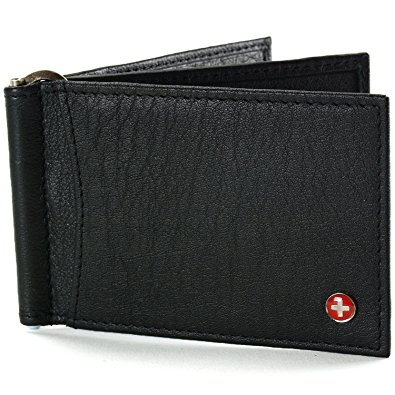 Alpine Swiss RFID Blocking Mens Leather Deluxe Spring Money Clip Wallet