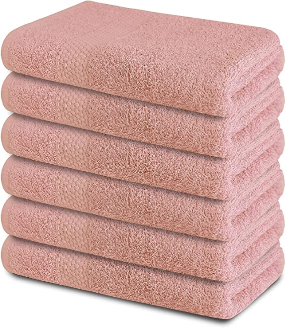 Zuperia Bath Towels 22 x 44 inches - Set of 6 Ultra Soft 100% Combed Cotton Pink Towels - Highly Absorbent Daily Usage Bath Towel Set Ideal for Pool, Home, Gym, Spa, Hotel - (Pink)