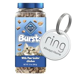 Blue Buffalo Bursts Crunchy & Creamy Cat Treats, Chicken, 12-oz. Tub   Ring Pet Tag