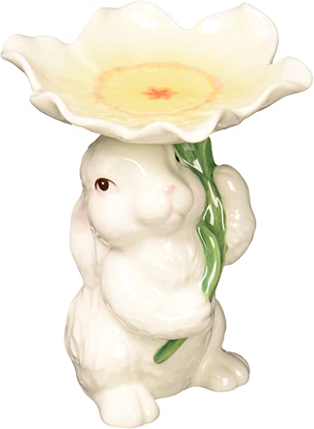 Cosmos 10590 Fine Porcelain Bunny Candy/Candle Holder, 3-3/4-Inch