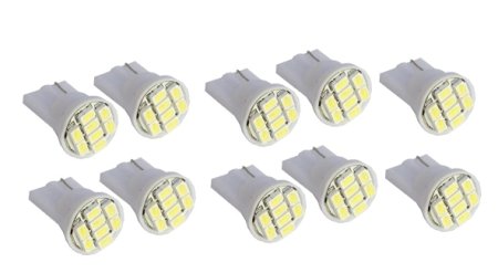 Cutequeen 10pcs LED Car Lights Bulb White T10 3528 8-smd 194 168 (Pack of 10)