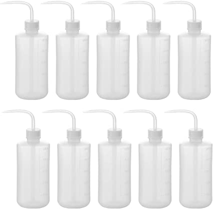 Fasmov 500ml Plastic Safety Wash Bottle, Narrow Mouth Squeeze Bottle, Pack of 10