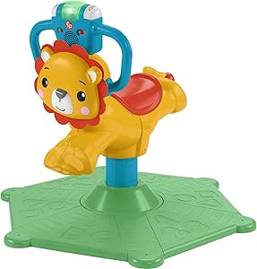 Fisher-Price Toddler Ride-On Learning Toy, Bounce and Spin Lion Stationary Musical Bouncer for Babies and Toddlers Ages 12  Months