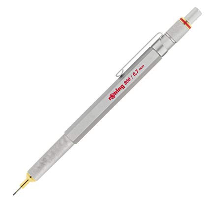 rOtring 1904448 800 Retractable Mechanical Pencil, Silver Bar, 0.7 mm, Silver Barrel