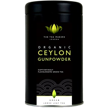 The Tea Makers of London Organic Ceylon Gunpowder Loose Leaf Green Tea 125 g Caddy