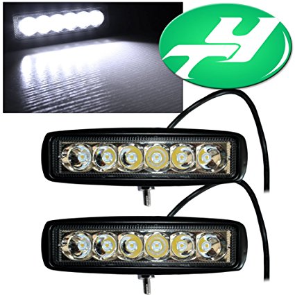 YINTATECH 2pcs 6" inch 18W LED Light Bar Spot driving lamp LED Waterproof Work Fog Light