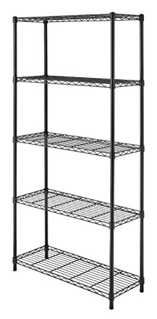 Whitmor Supreme 5 Tier Shelving with Adjustable Shelves and Leveling Feet Black