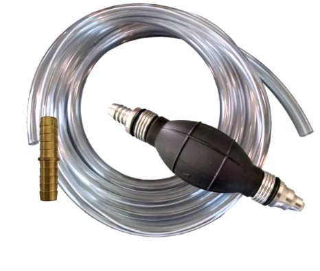 Plumber's Siphon Pro - Universal Gas, Oil, Potable Water - 1 Gl. Per Min. - W/ 8' of Hose & Fits Any Hose, Any Length - Brass Weight & Hose Extender to Sink Hose -More Gl. Per Minute W/Larger Hose