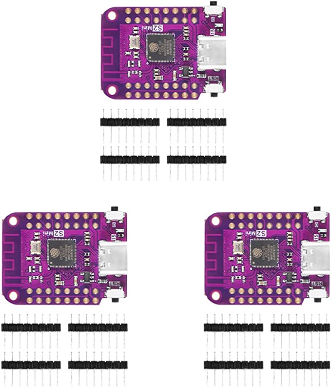 HiLetgo 3pcs ESP32 S2 Mini WiFi Board Based ESP32-S2FN4R2 ESP32-S2 4MB Flash Type-C Connect