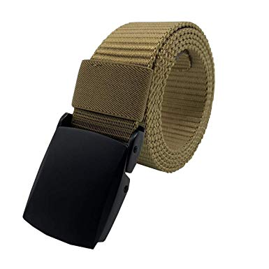 JINIU Men's Military Tactical Web Belt, Nylon Canvas Webbing Plastic/Metal Buckle Belt