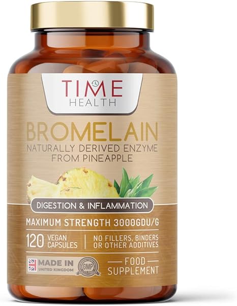 Bromelain Capsules - High Strength 3000 GDU - Highly Dosed 500mg per Capsule - Naturally Derived from Pineapple - UK Made - Zero Additives - Vegan - Pullulan (120 Count (Pack of 1))