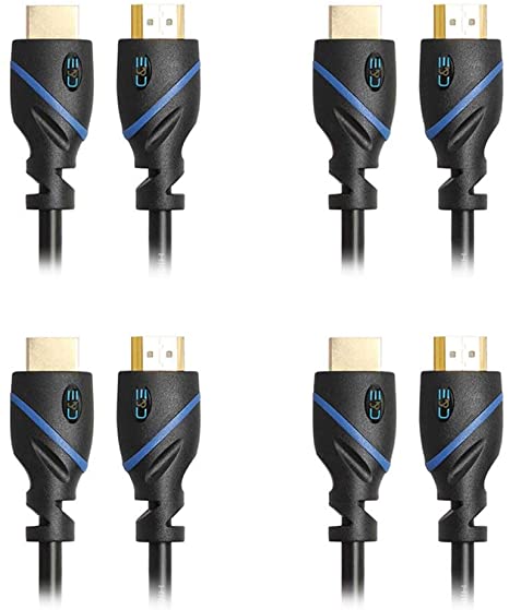 8ft (2.4M) High Speed HDMI Cable Male to Male with Ethernet Black (8 Feet/2.4 Meters) Supports 4K 30Hz, 3D, 1080p and Audio Return CNE620077 (4 Pack)