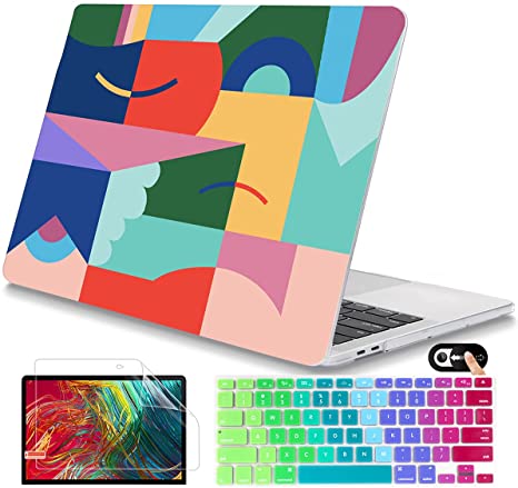 Mektron for MacBook Air 13 inch Case (Models: A1369 & A1466, Older Version 2010-2017 Release), Plastic Hard Shell Case & Keyboard Cover & Screen Protctor, Hitting Scene Geometry