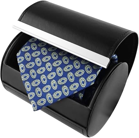 YY YEARCHY Men's Necktie Travel Case, Tie Anti-Wrinkle Organizer Box - Formal Cylinder Shape (Black)