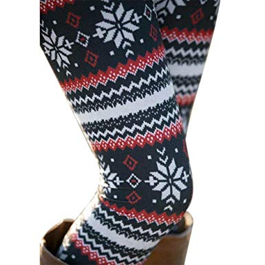 DawnRaid Womens Ultra Soft Brushed Christmas Leggings Pants Ankle Length,XS-3XL