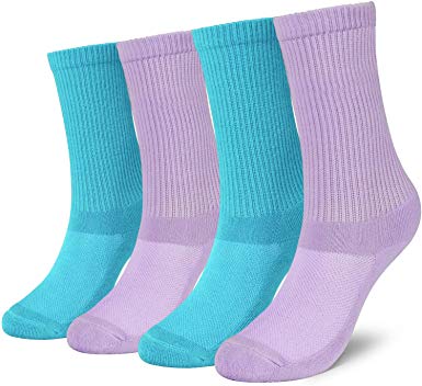 MD 4 Pack Womens Moiture Wicking Colorful Bamboo Casual Crew Socks, with Cushioned Sole