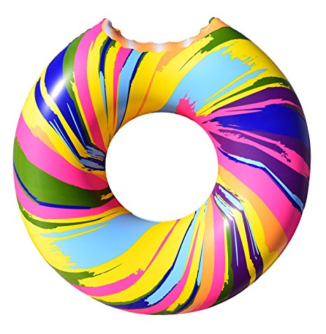 Cooluli Gigantic Rainbow Swirl Donut Pool Float- Fun for All Ages, 51-Inches