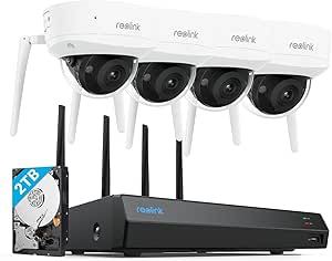 REOLINK 4K Wi-Fi 6 Security Camera System with IK10 Vandal-Proof, Color Night Vision, 12CH NVR with 2TB HDD, Person/Vehicle/Animal Detection, 2-Way Audio, IP67 Weatherproof Dome Cameras, RLK12-800WV4