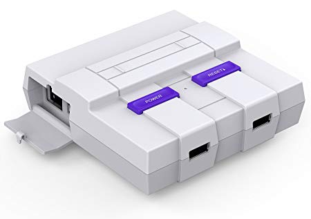 SNES Raspberry Pi Case for Pi 3, 2 and B  with Front Facing USB Ports, Functional Power and Reset Button and Cooling Fan by BassTop