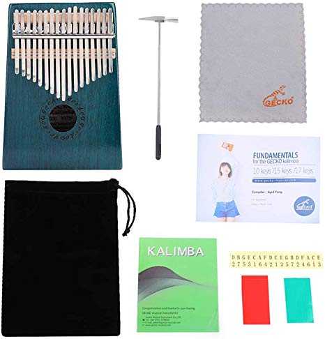 Zerone 17 Key Kalimba, Finger Piano Mbira Solid Wood Thumb Piano with Tuning Hammer (Blue Maple Wood)