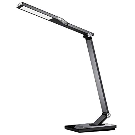 TaoTronics TT-DL16 Stylish Metal LED Desk Lamp, Office Light with 5V/2A USB Port, 5 Color Modes, 6 Brightness Levels, Touch Control, Timer, Night Light (Renewed)