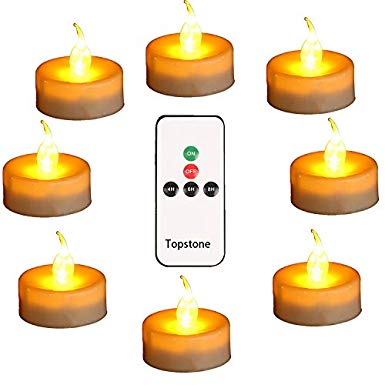 Topstone Remote Tealight Candles with 4H 6H 8H Timer,Amber LED Flameless Candles,Cr2450 Battery Powered Tealight,Best for Seasonal Decorations, Parties, Celebrations, Special Events,Pack of 12