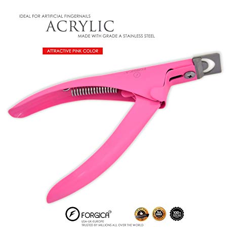 Nail Clippers Acrylic Nail Cutter Professional Fake Nail Clipper Cutter Trimmer Manicure Tool (Pink)