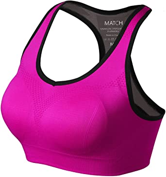 Match Women Wirefree Padded Racerback Sports Bra for Yoga Workout Gym Activewear #0001
