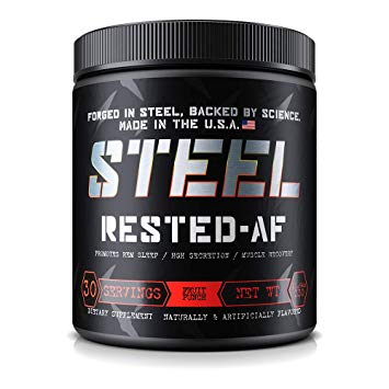 Steel Supplements Rested-AF Post Workout Recovery Aid Promotes Deep Sleep and Muscle Recovery 30 Servings Fruit Punch