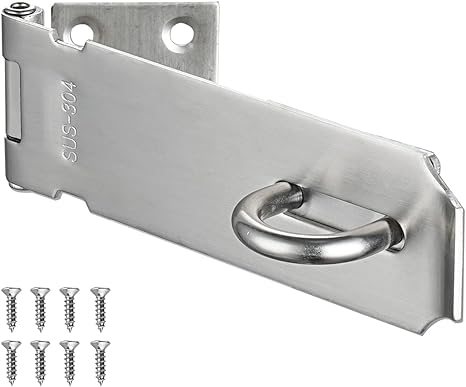 JQK Door Hasp Latch Lock, 5 Inch Stainless Steel Safety Packlock Clasp Thickness 1.9 mm, Brushed Finish, DL130-BN