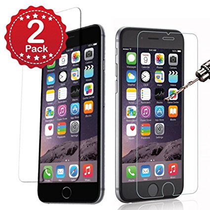 Kengadget 9H Hardness 0.33mm Tempered Glass Screen Protector for iPhone 6s/6s Plus, 2 Pack - Clear