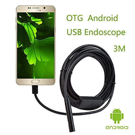 Ehome USB Endoscope, 6LED 7mm Handheld Borescope Waterproof Digital Inspection Camera support Android System with OTG Function (9.84ft /3m)