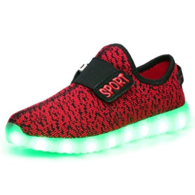 HOFISH Boys Girls Kids 7 Colors LED Light Up Luminous Shoes USB Charge Casual Sneakers