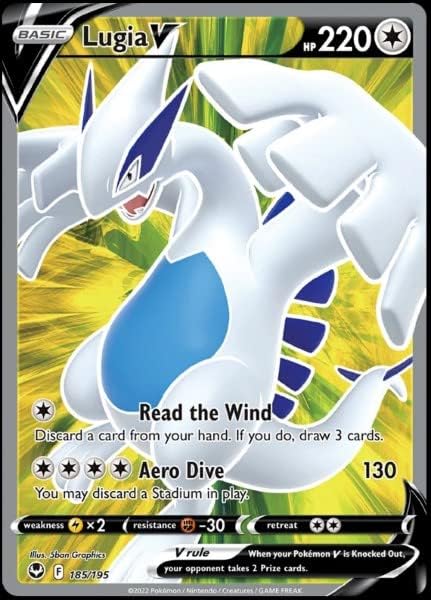 Lugia V 185/195- Silver Tempest - Full Art - Pokemon Ultra Rare Card - Holo Foil