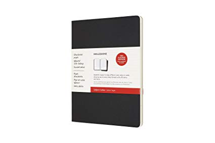Moleskine Subject Cahier Soft Cover Journal, Set of 2, XL (7.5" x 9.75") Black / Kraft Brown - for Use as Journal, Sketchbook, Composition Notebook