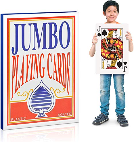 Gamie Jumbo Giant Poker Playing Cards Deck - 10.5 Inches X 14.5 Inches - Extra Large Card Set with 2 Jokers - Huge Casino Game Cards for Kids and Adults - Oversize Poker Party Decorations - 1 Pack