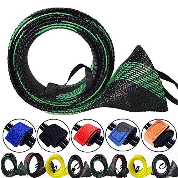 ZHENDUO OUTDOOR 8pcs/Set Rod Sock Fishing Rod Sleeve Rod Cover Protector with 5pcs Rod Straps Belts Ties Fishing Gear Tools Accessories for Spinning Casting Sea Fishing Rod