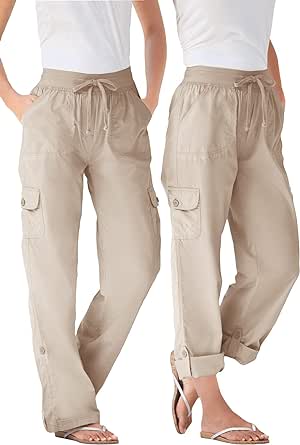 Woman Within Plus Size Convertible 2-in-1 Cargo Pant & Capri Elastic Waist