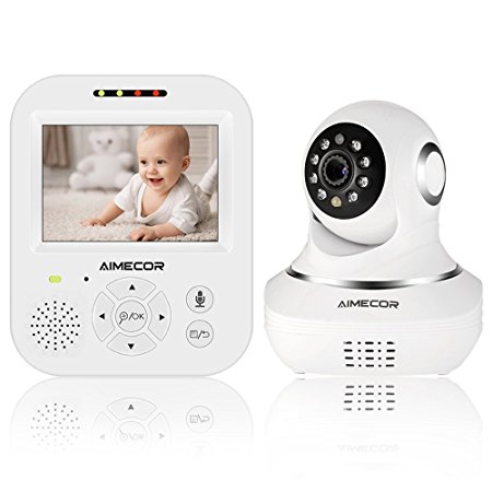 Wireless Video Baby Monitor with 3.5'' Digital Color LCD Screen,Pan/ Tilt,Infrared Night Vision, Temperature, Two Way Talk Function and Lullabies Includes Compatible Mount Shelf