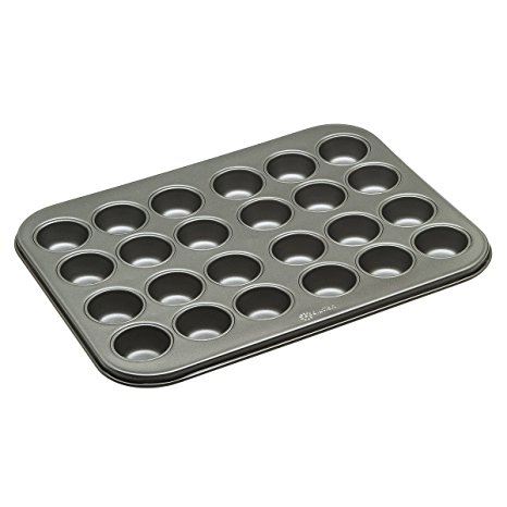 Ecolution Bakeins 24 Mini Muffin and Cupcake Pan – PFOA, BPA, and PTFE Free Non-Stick Coating – Heavy Duty Carbon Steel – Dishwasher Safe – Gray – 13.5” x 10.25” x .75”